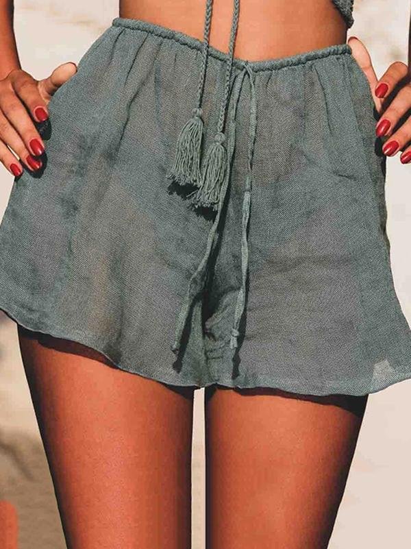High Waist Solid Color Shorts-Mayoulove