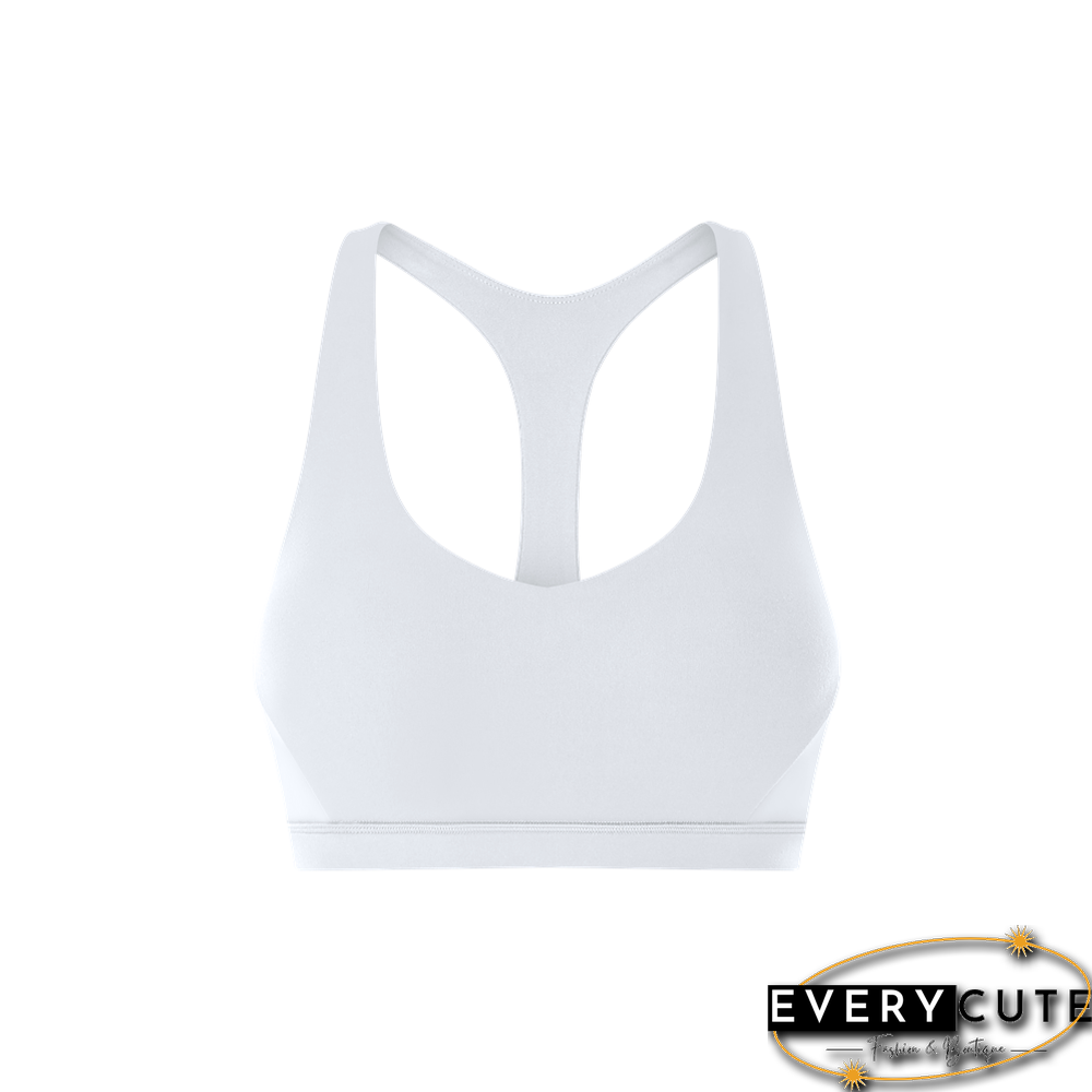 White Y Back Push-up Sports Vest Bra