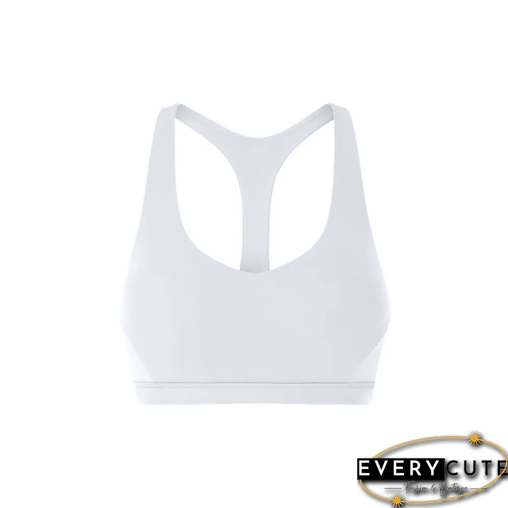 White Y Back Push-up Sports Vest Bra