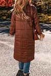 Women's Winter Thick Quilted Puffer Stand Neck Long-length Coat
