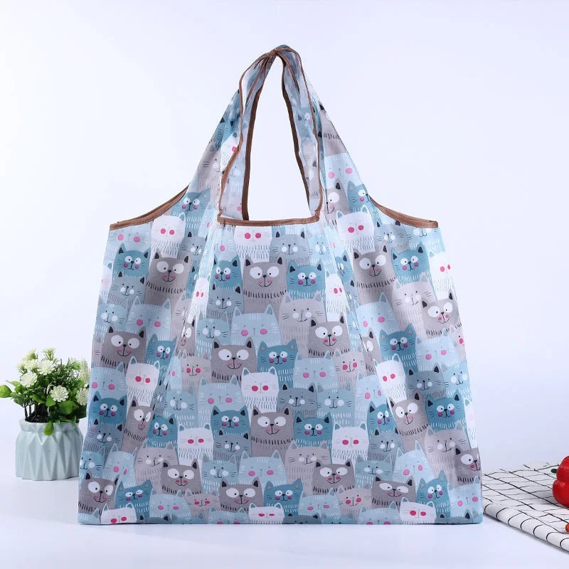Large Size Heavy Duty Grocery Bag Reusable Supermarket Shopping Bag Handbag Foldable Lady Shoulder Bag Machine Washable Oxford