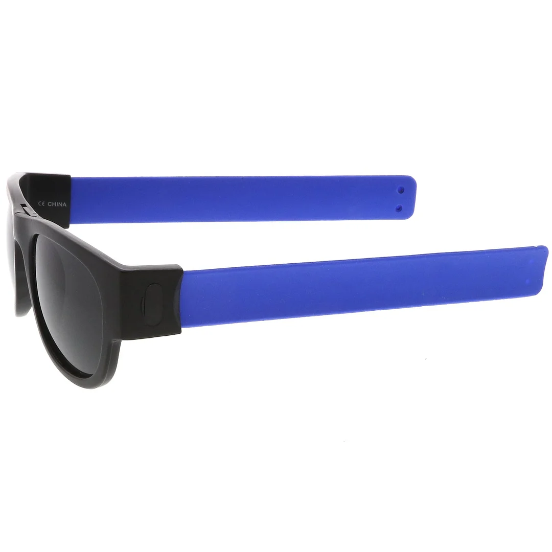 Portable Rubber Snap Arms Square Lens Foldable Horn Rimmed glasses 53mm