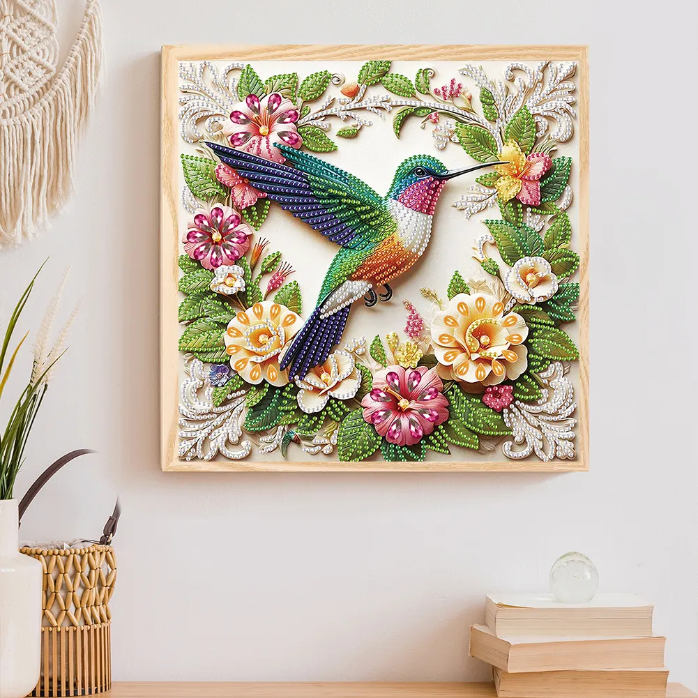 Diamond Painting - Partial Special Shaped Drill - Flower Hummingbird(Canvas|30*30cm)