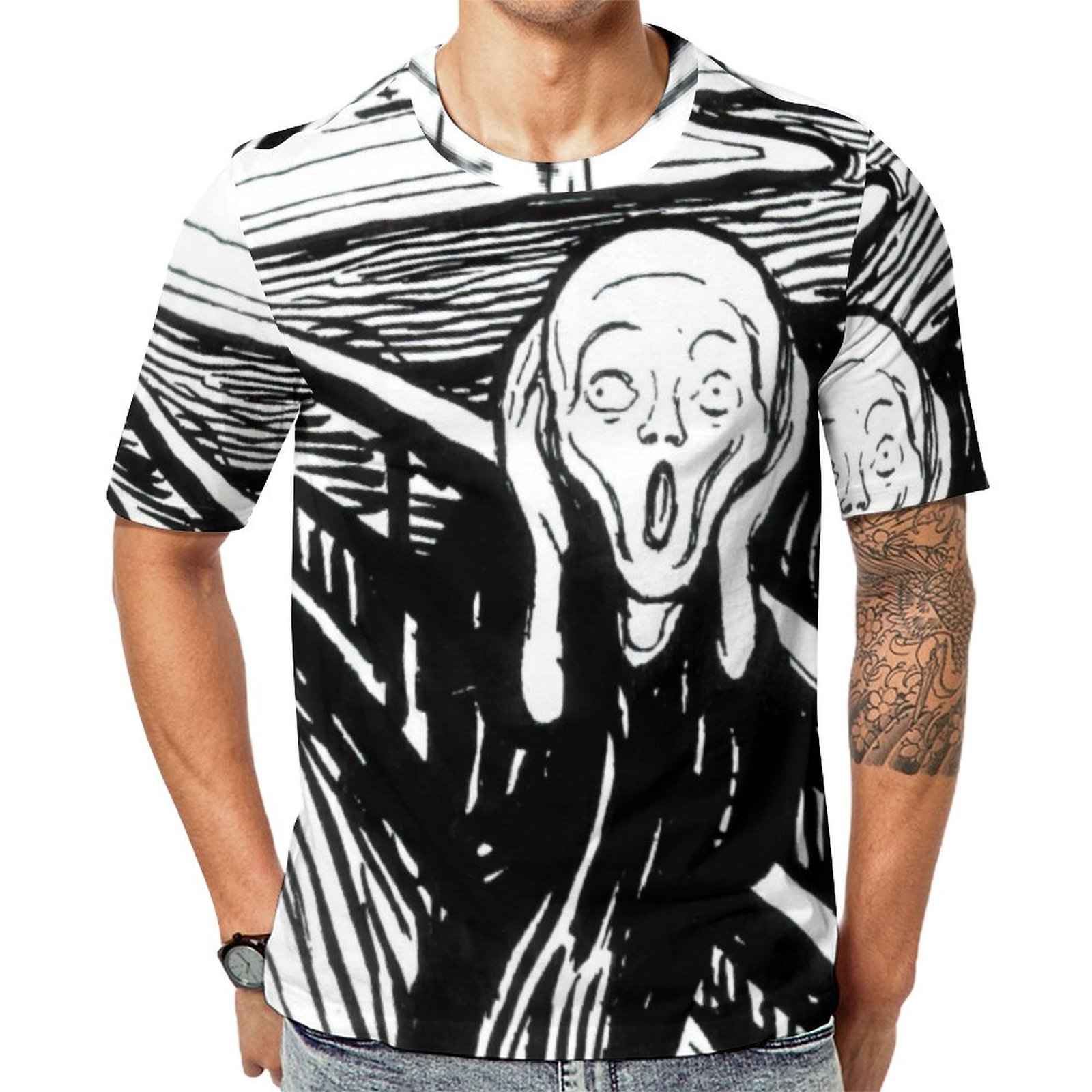 Edvard Munch The Scream Lithography Short Sleeve Print Unisex Tshirt Summer Casual Tees for Men and Women Coolcoshirts