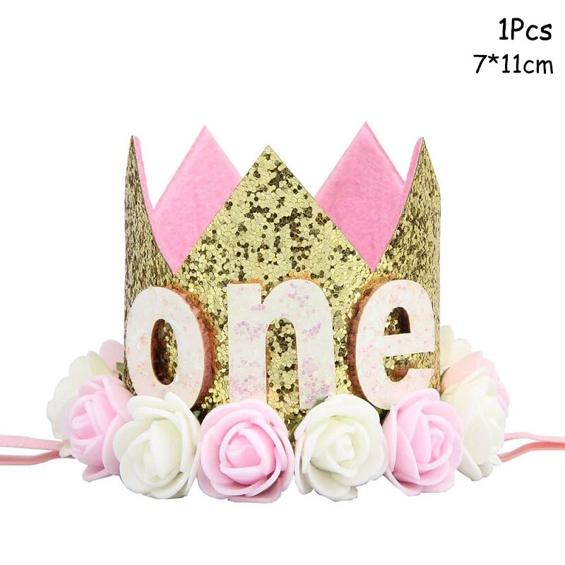 Gold Pink Disposable Tableware Set Paper Plates Cup Napkin Baby 1st Birthday Party Decor Baby Shower Girl Party Supplies Balloon