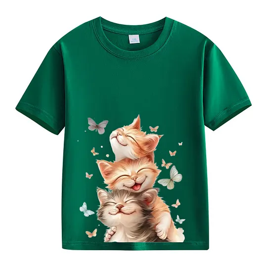 【2Y-13Y】Smiling Kittens & Butterflies Toddler T-Shirt