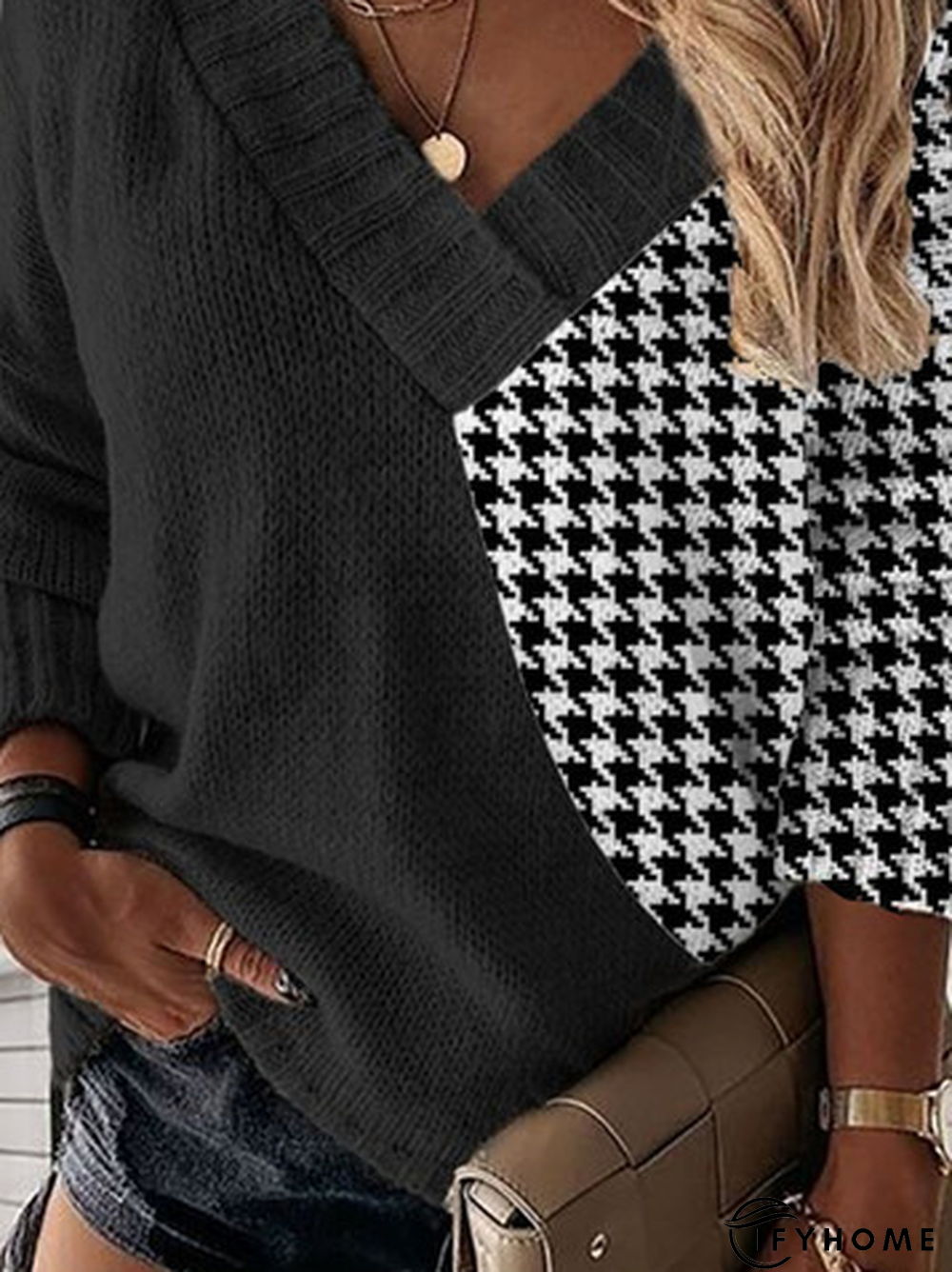 Casual V Neck Long sleeve Loose Sweater | IFYHOME