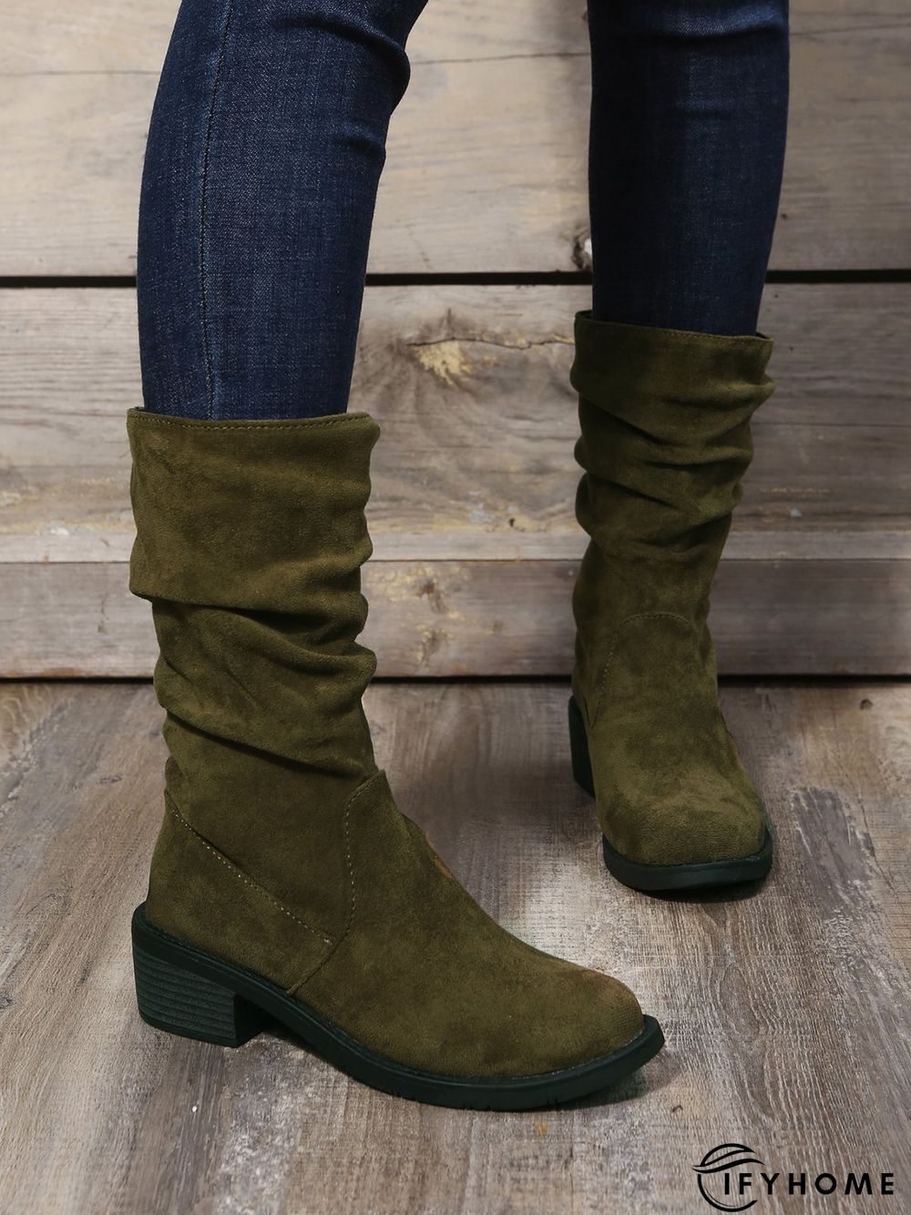 Faux Suede Slip On Slouchy Boots | IFYHOME