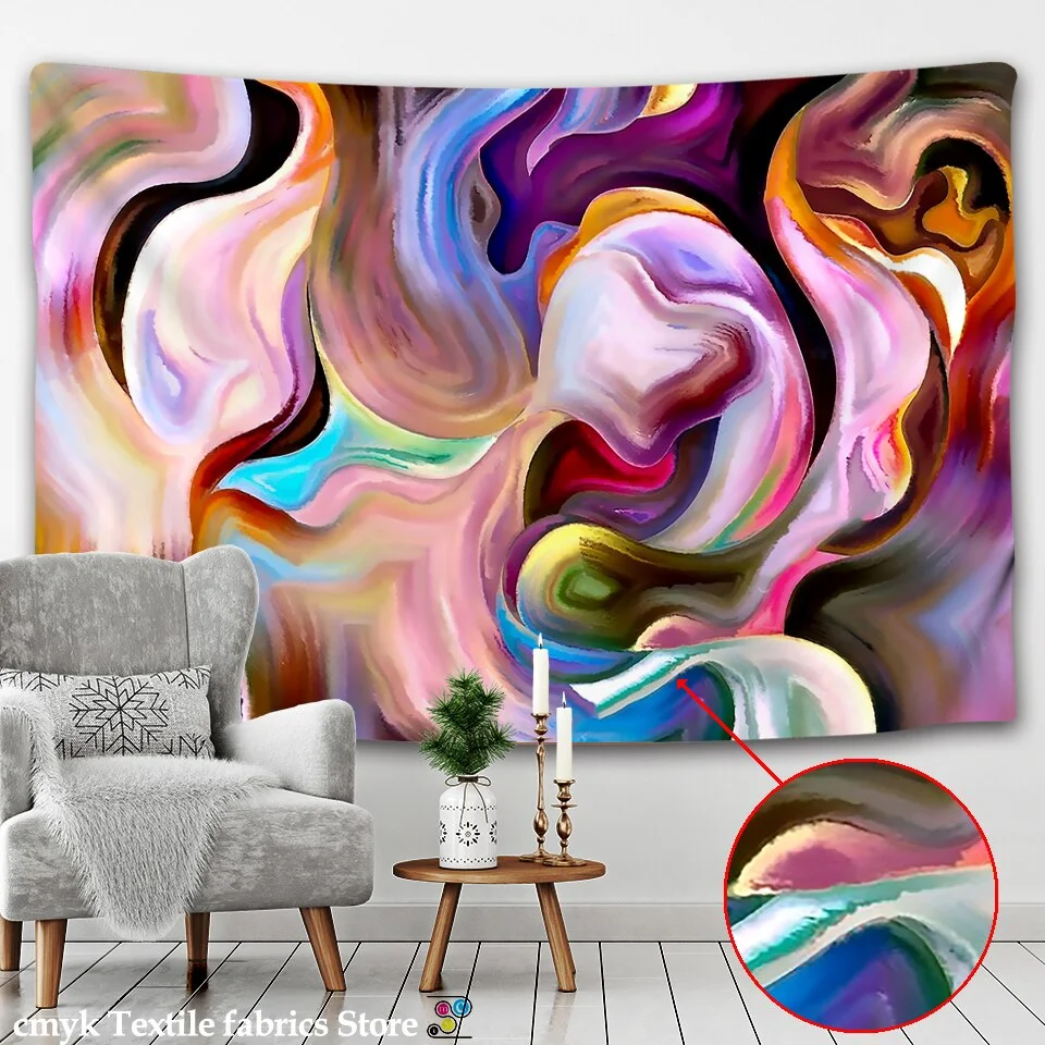 Alishomtll Colorful Gouache Tapestry Psychedelic Art Tapestry Marble Swirl Tapestries Natural Landscape Trippy Tapestry for Room
