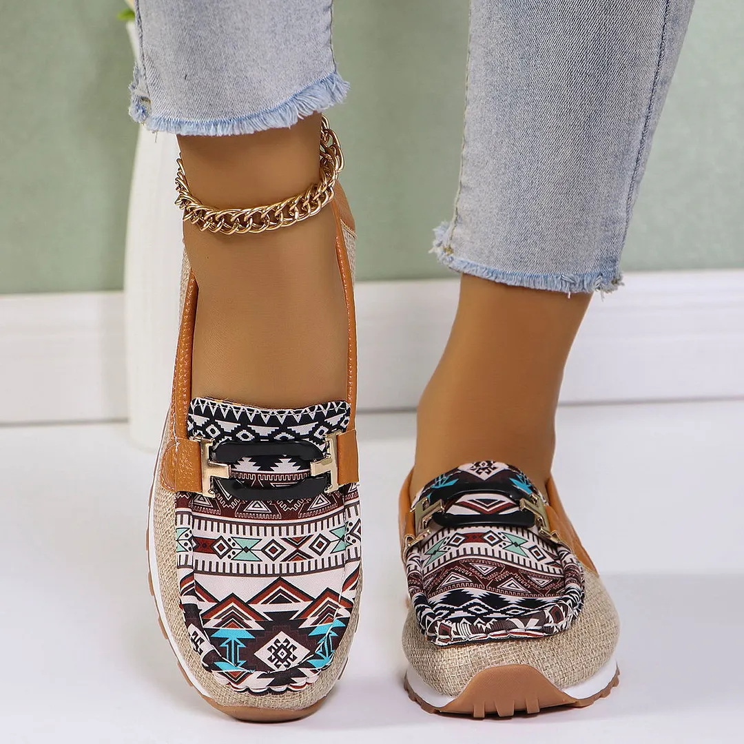 Breakj Breakj New Large-Size Women's Shoes National Wind Metal Buckle Low-Top Single Shoes Women Wear A Foot Pedal Single Shoes