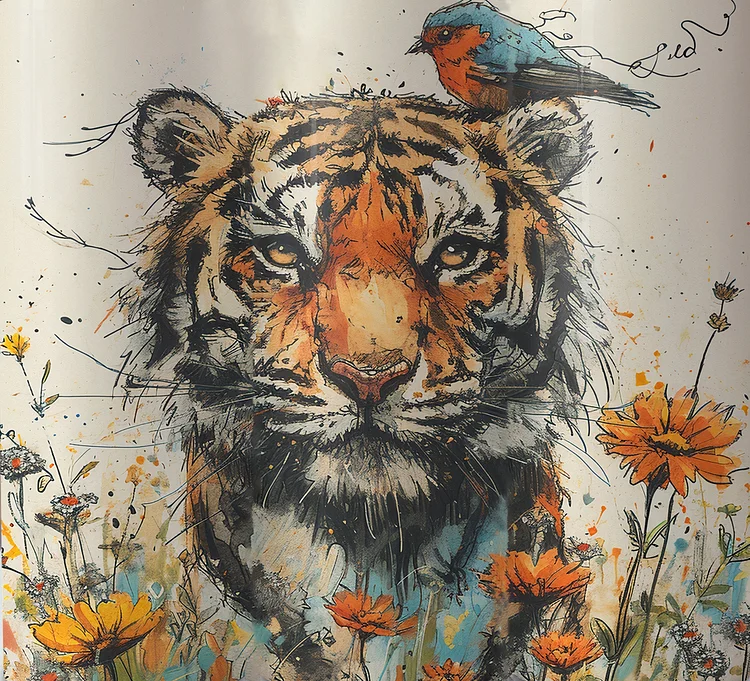 Tiger And Bird 50*45(Canvas) Diamond Painting gbfke