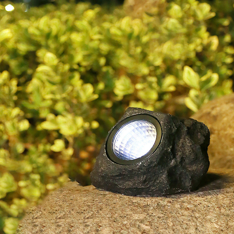 Modern Art Deco Solar Waterproof Resin Plastic Simulated Stone LED Landscape Lighting Outdoor Light For Garden