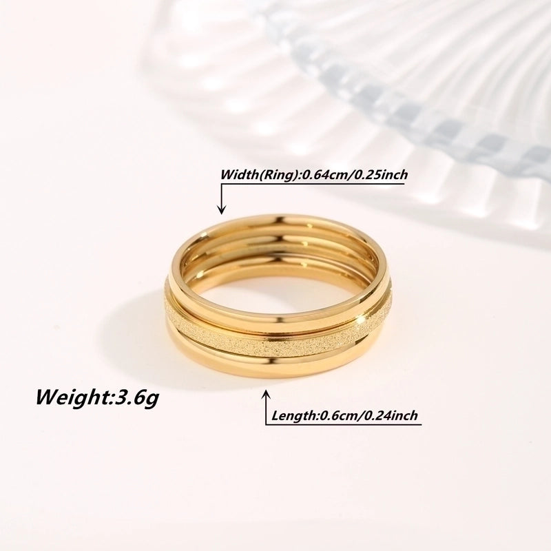 Minimalist Classic Style Solid Color 304 Stainless Steel 18K Gold Plated Plating Rings
