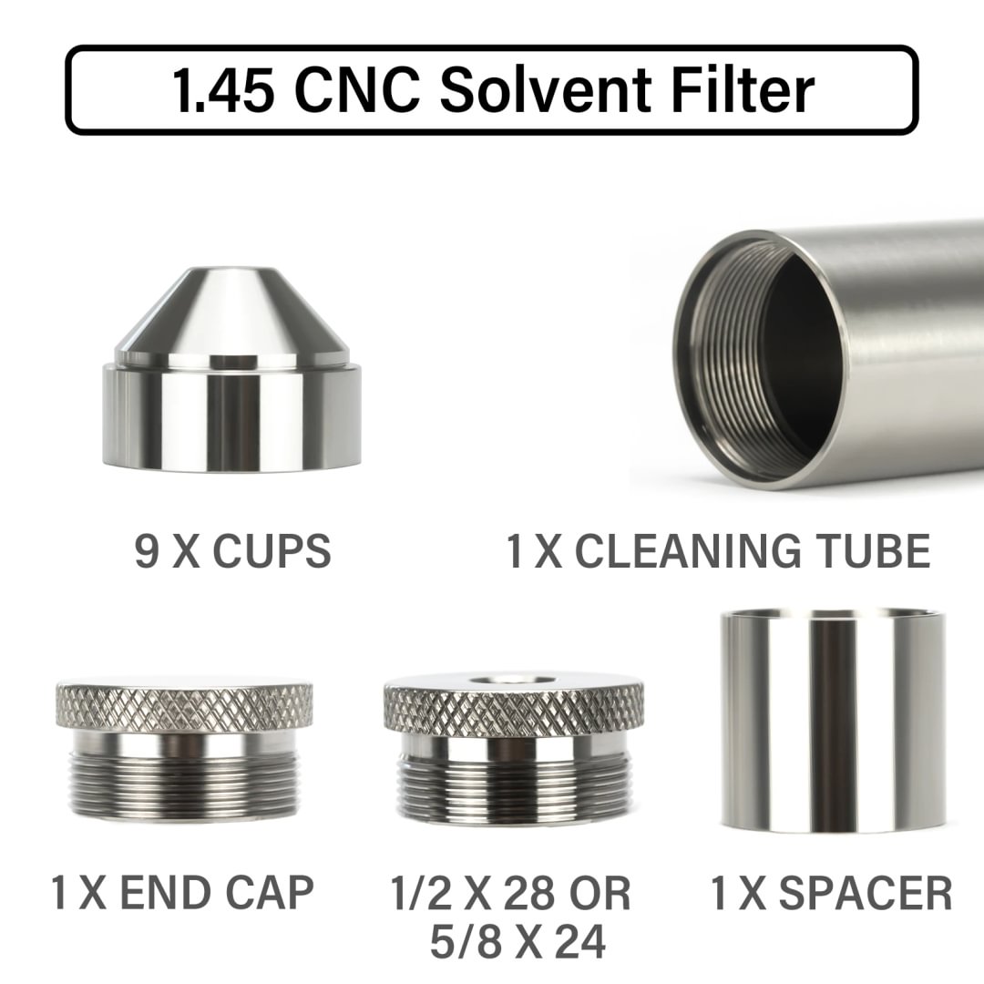 Car Screw Kit 7"L TITANIUM 1.45" OD 1.25" ID Tube 1/2x28 5/8x24 Thread 9x Stainless Steel CNC Cups Solvent Fuel Filter Napa 4003