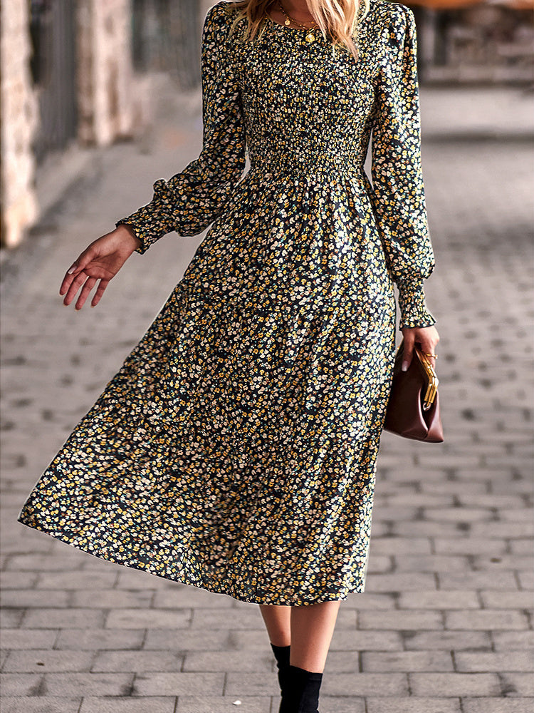 Women Long Sleeve V-neck Graphic Floral Printed Top