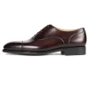 Handmade Mens Brown Captoe Oxford  Dress Shoes Wedding