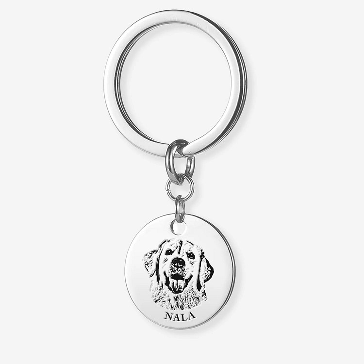 Engraved Pet Face Keyring-Dog Photo Keyring Personalized Dog - Keychain Customized Cat Keepsake Gift