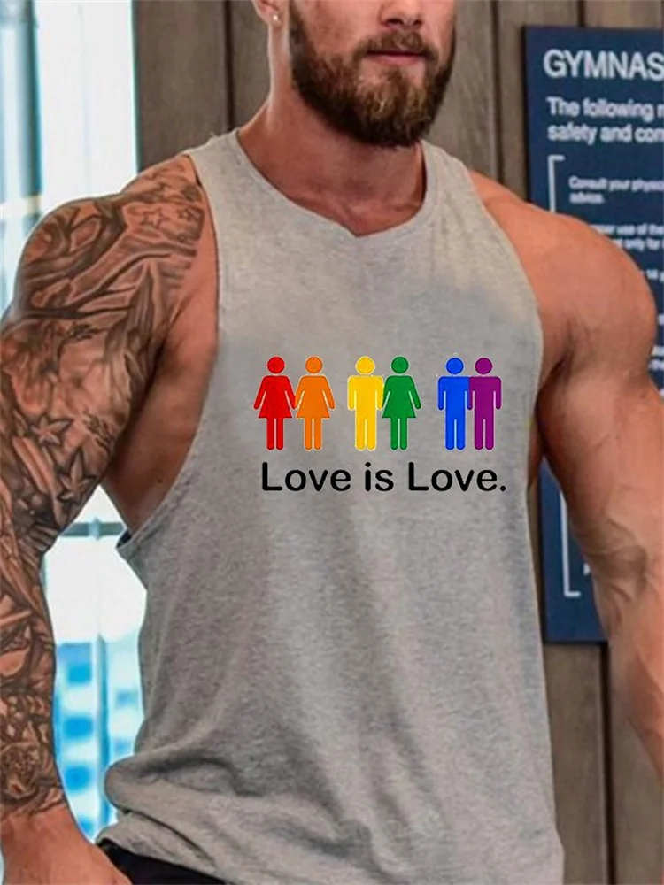 Love Is Love Rainbow Print Crew Neck Tank Top