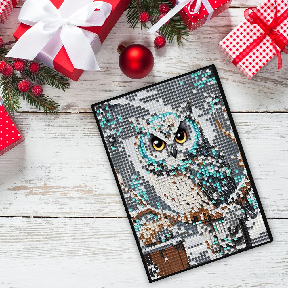 5D DIY Owl Diamond Art Painting Notebook Kit Crystal Notepad Sketchbook Gifts