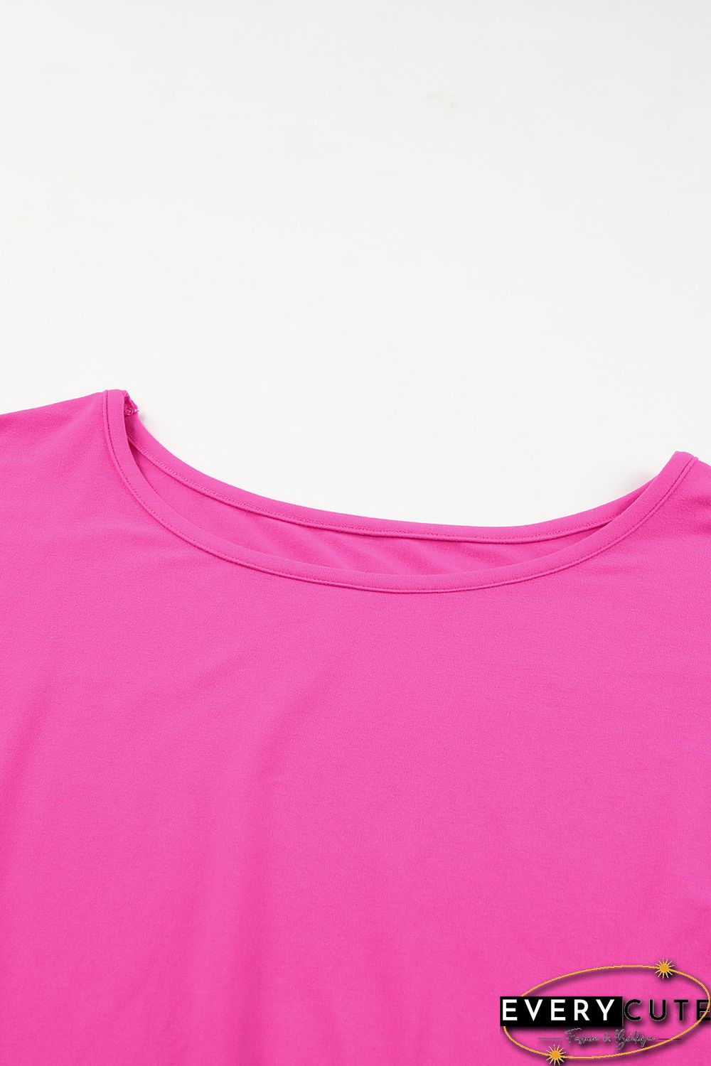 Rose Dotted Contrast Casual Pocket T Shirt Dress