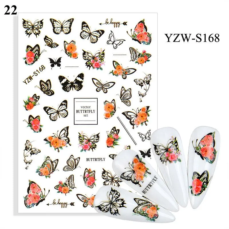 1 Sheet Human Face Nail Stickers And Decals 2021 Nail Art Decorations Set Geometric Pattern Dried Flowers Sliders For Nails Art-Nail Inspo