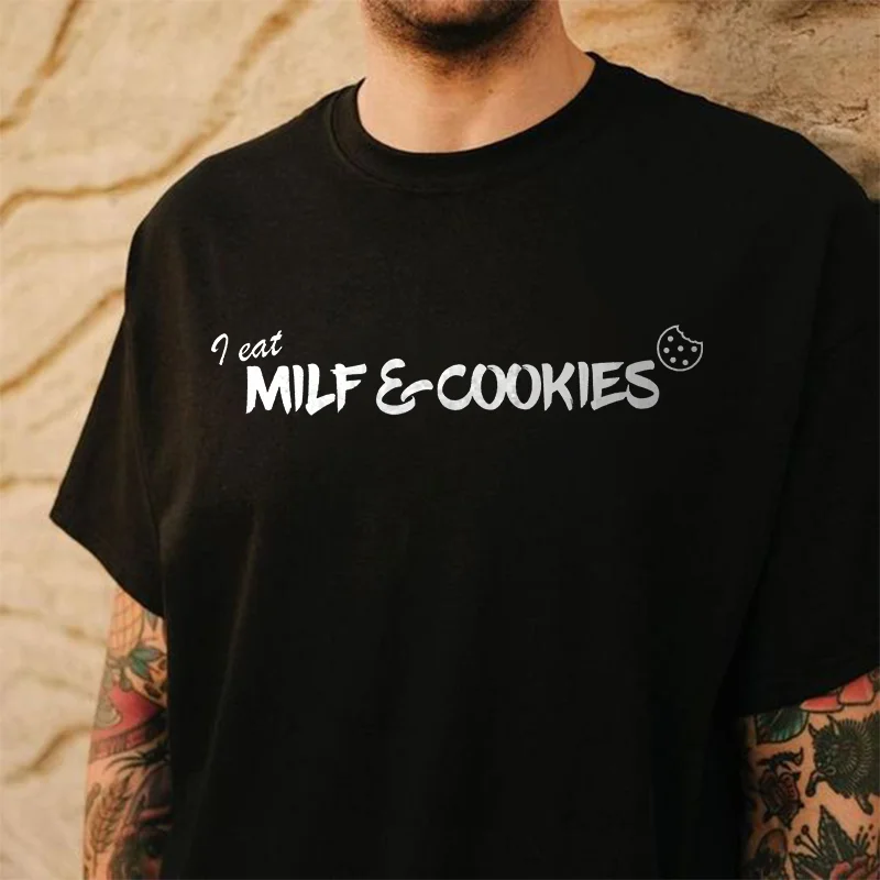 I Eat Milf & Cookies Printed Men's T-shirt -  