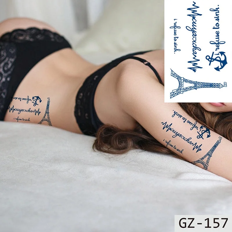 Temporary Waterproof Tattoo Sticker Chinese Character Your Guardian Hero Love Juice Ink Lasting Arm Back Body Leg Fake Tatoo DIY