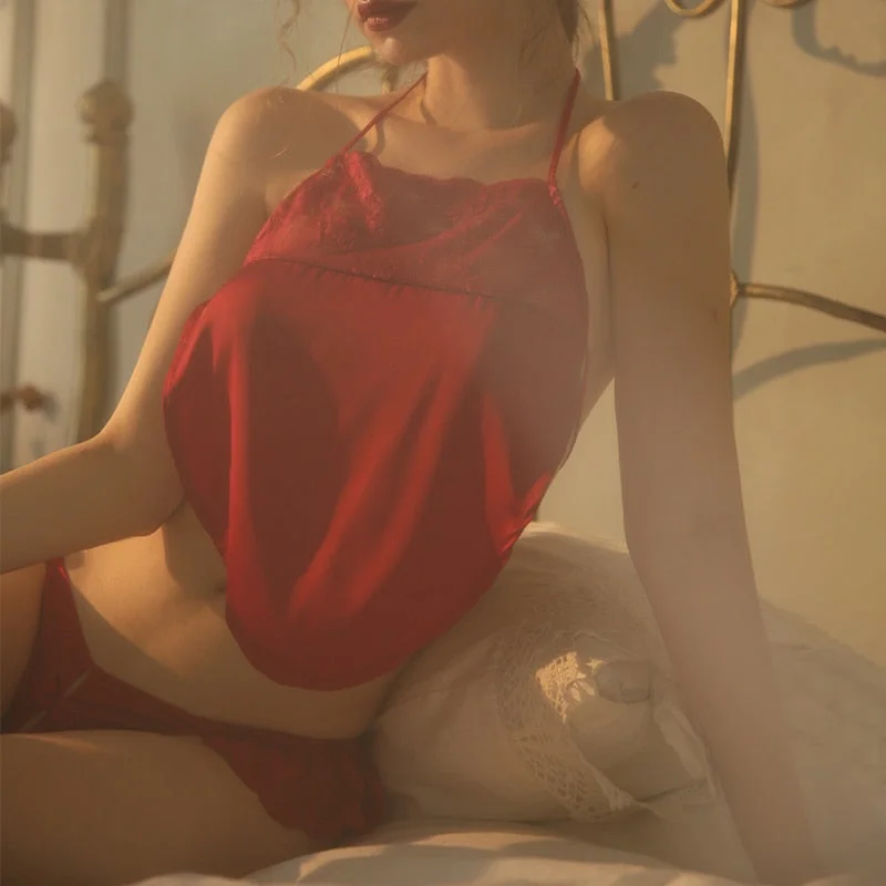 Kawaii Pajamas Chinese Bellyband Underwear Silk Sleepwear Set Temptation Women Lingerie Set Brassiere Shorts Satin Pajamas Sets