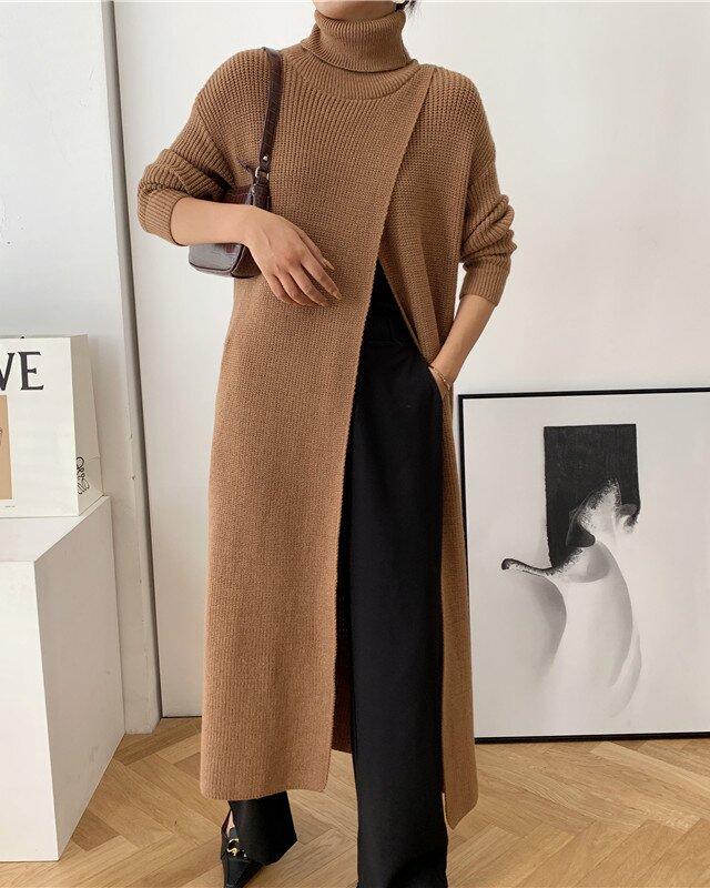 Rotimia Slim-Fit Sweater With High Neck Long Skirt And Pullover
