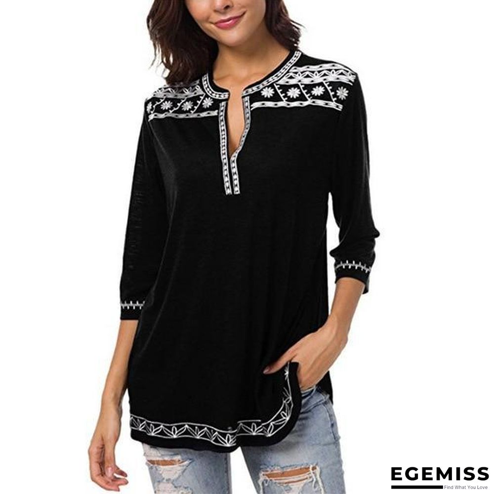 Elegant Women Vintage V-Neck Blouse Tops Tee T-Shirts Plus Size 5XL | EGEMISS