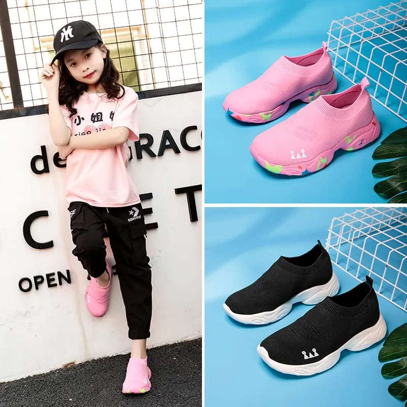 MWY Kids Shoes Baby Boys Girls Children's Casual Sneakers Breathable Soft Anti-Slip Black Sports Kids Socks Shoes Size 25-35