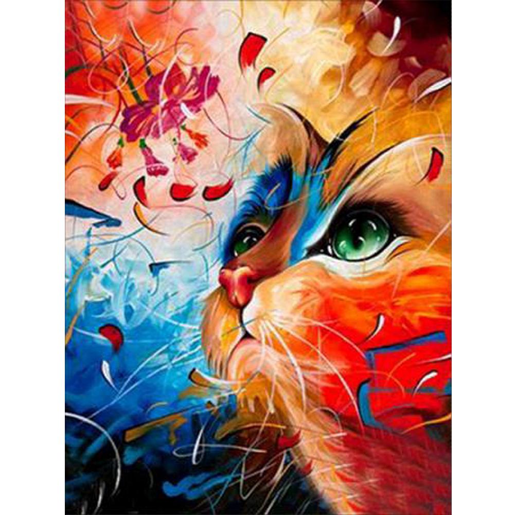 

30*40CM-Round Drill Diamond Painting-Cat Looking Up, 501 Original