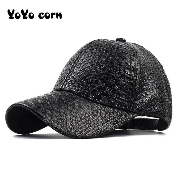 YOYOCORN High Quality Leather Cap for Men Solid Winter Pu Leather Baseball Caps Brand Snapback Hat Bone Masculino Fitted hats