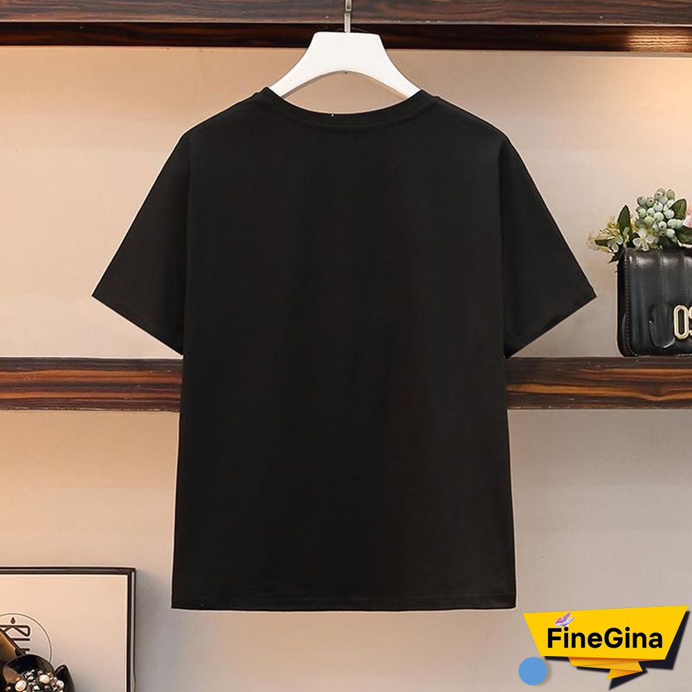 Fashion Print Tee+Denim Shorts P11657