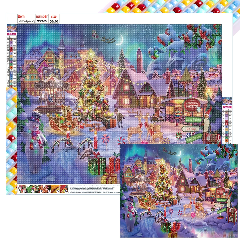 Christmas Atmosphere 50*40cm(canvas) full square drill diamond