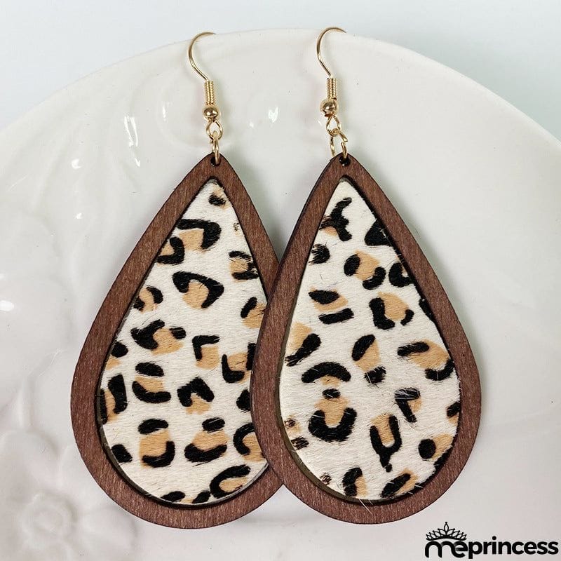 Teardrop Shape Wooden Dangle Earrings