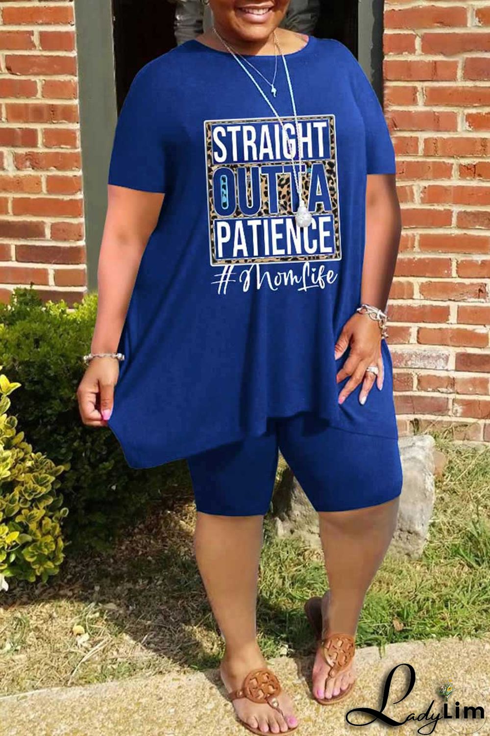 Black Casual Print Patchwork O Neck Plus Size Two Pieces