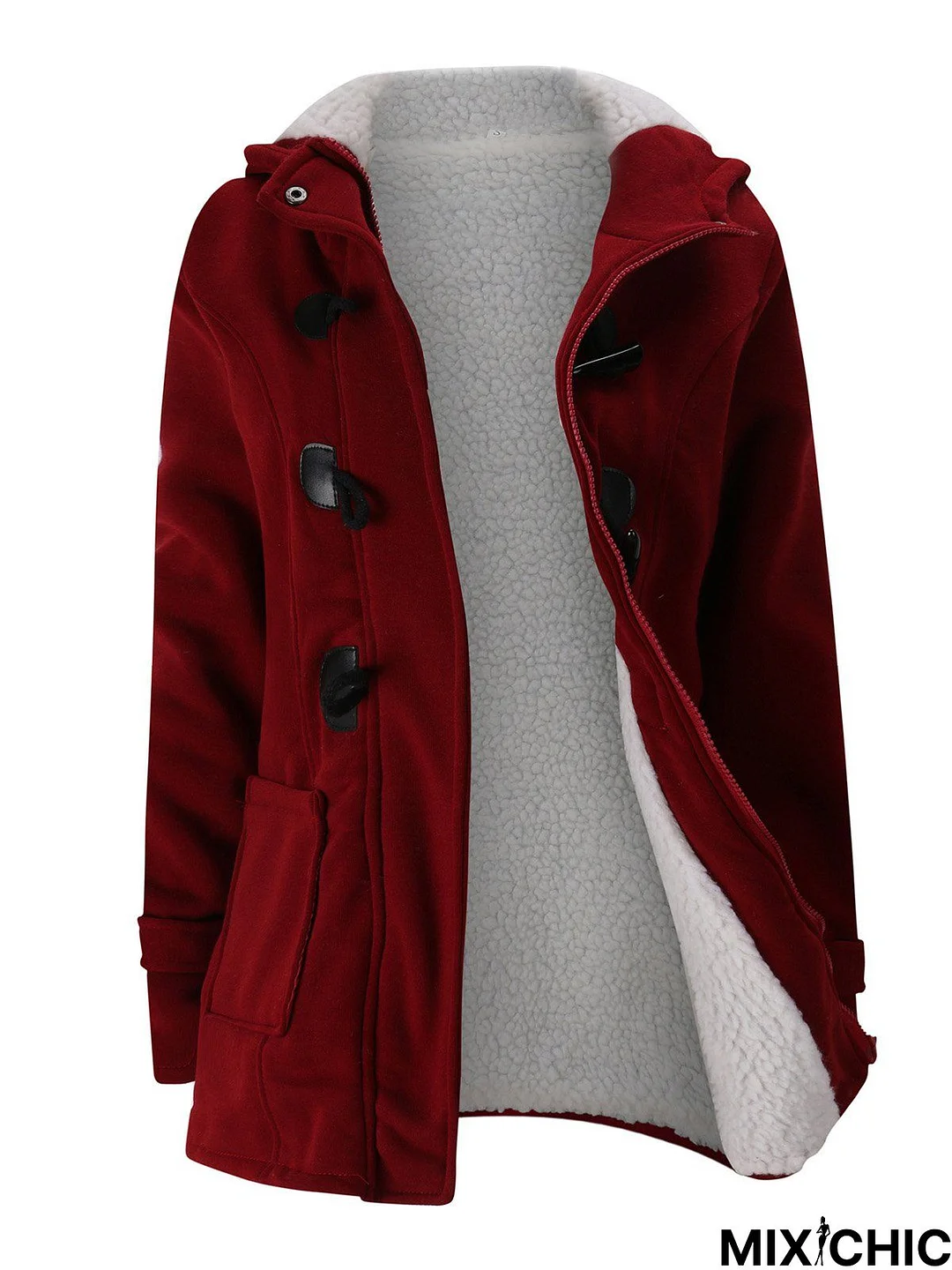 Casual Long Sleeve Solid Buttoned Zipper Pockets Coat