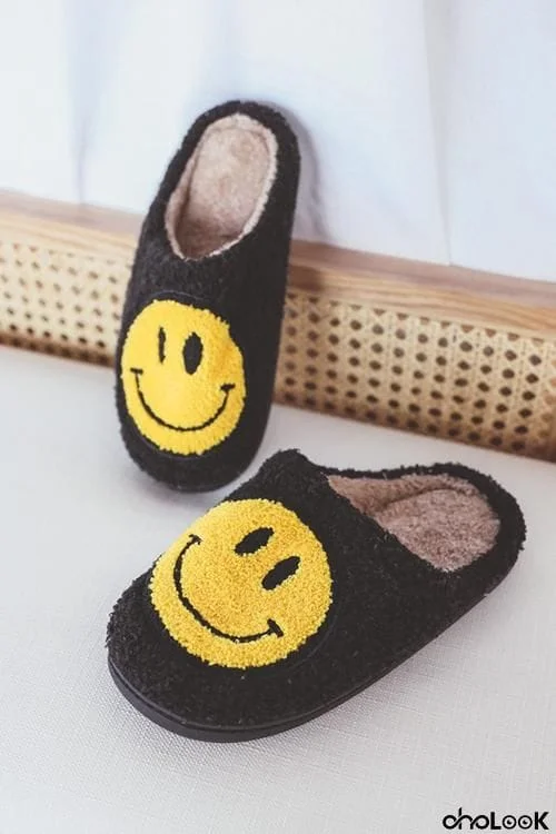 Smiley Fuzzy Slippers