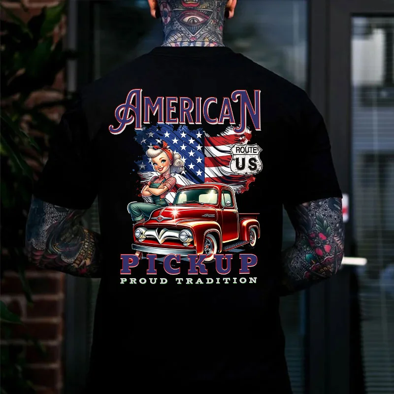 AMERICAN PICKUP Sexy Lady Classic Car Print Men's T-shirt