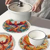 4Pcs Wooden Phoenix DIY Diamond Painting Placemats with Holder for Home Decor