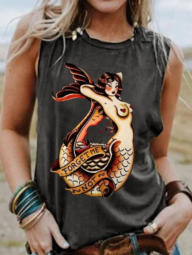 Women's Retro Mermaid Printed Vest