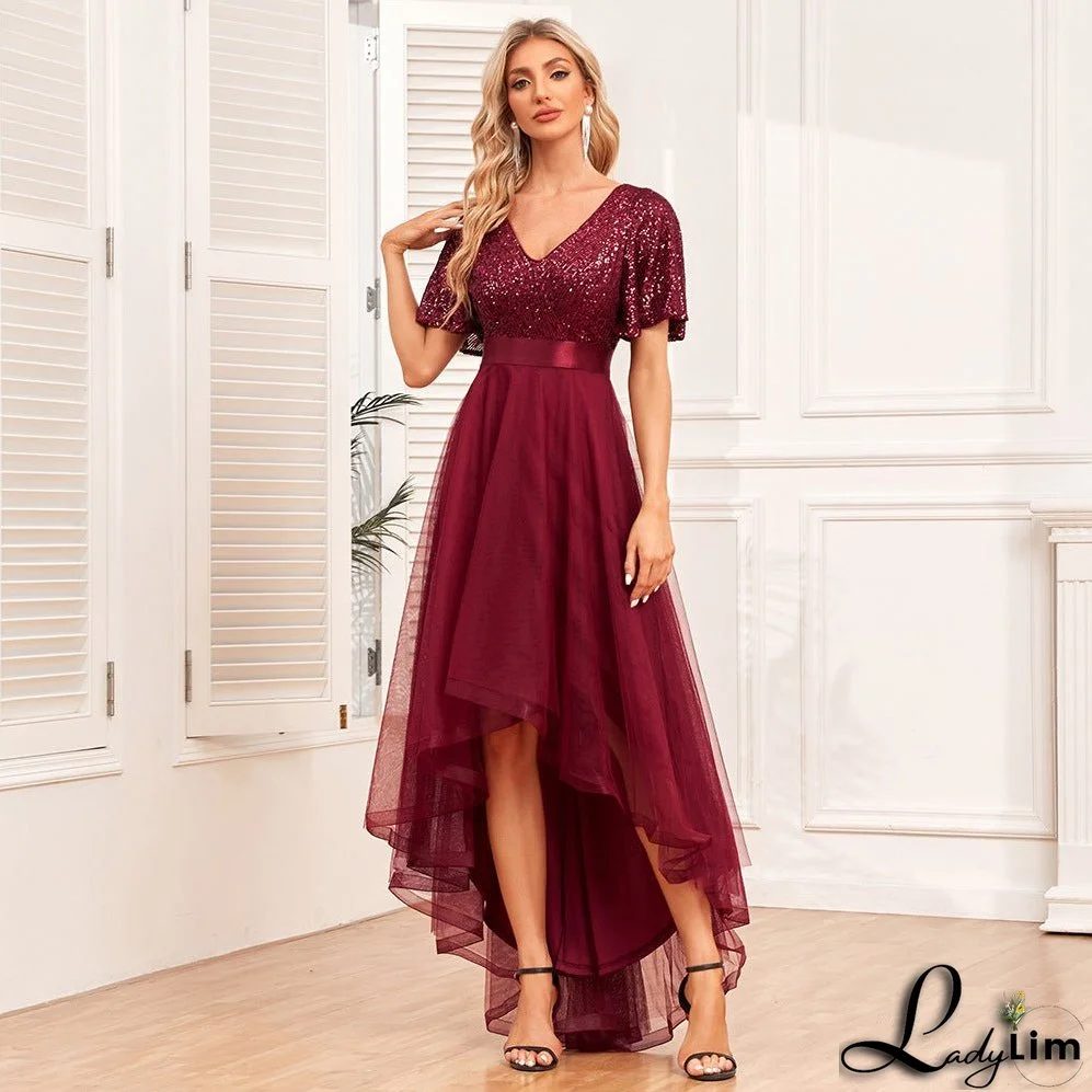 Women's Ruffled Irregular Long Dress
