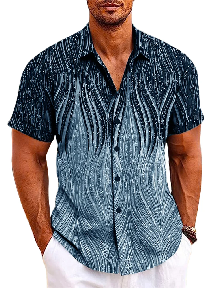 Men's 50s Retro Medieval Geometric Gradient Art Short-sleeved Shirt