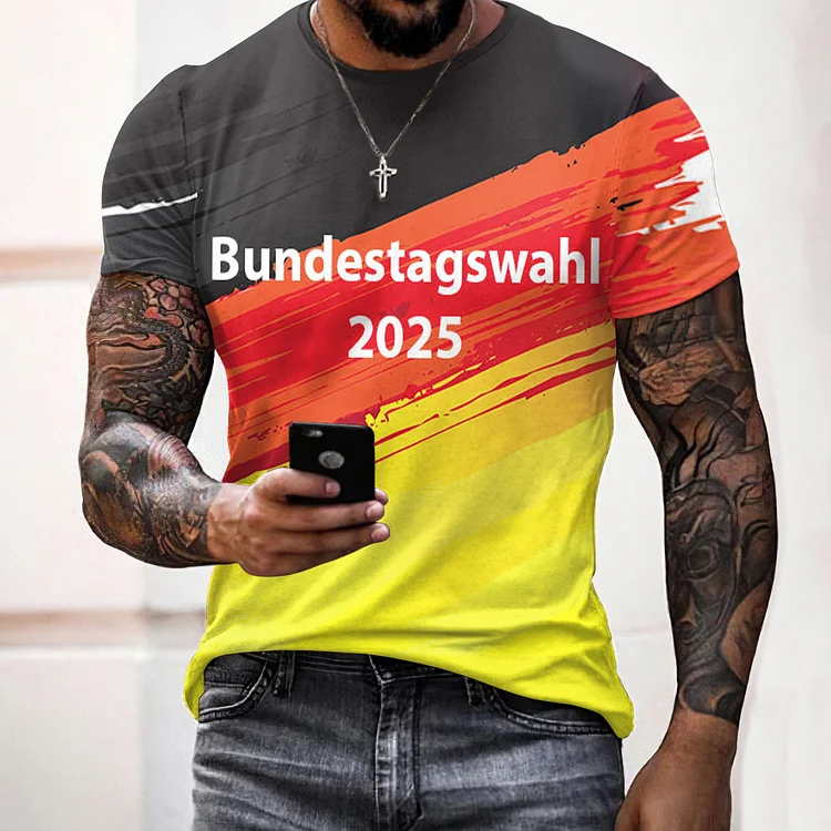 Simpfit Kurzärmliges T-Shirt mit „Make Germany Great Again 2025“-Aufdruck für Herren
