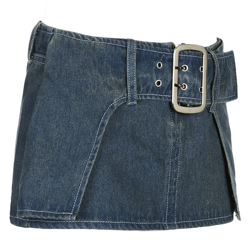 FineGina Sexy Splice Mini Denim Skirt