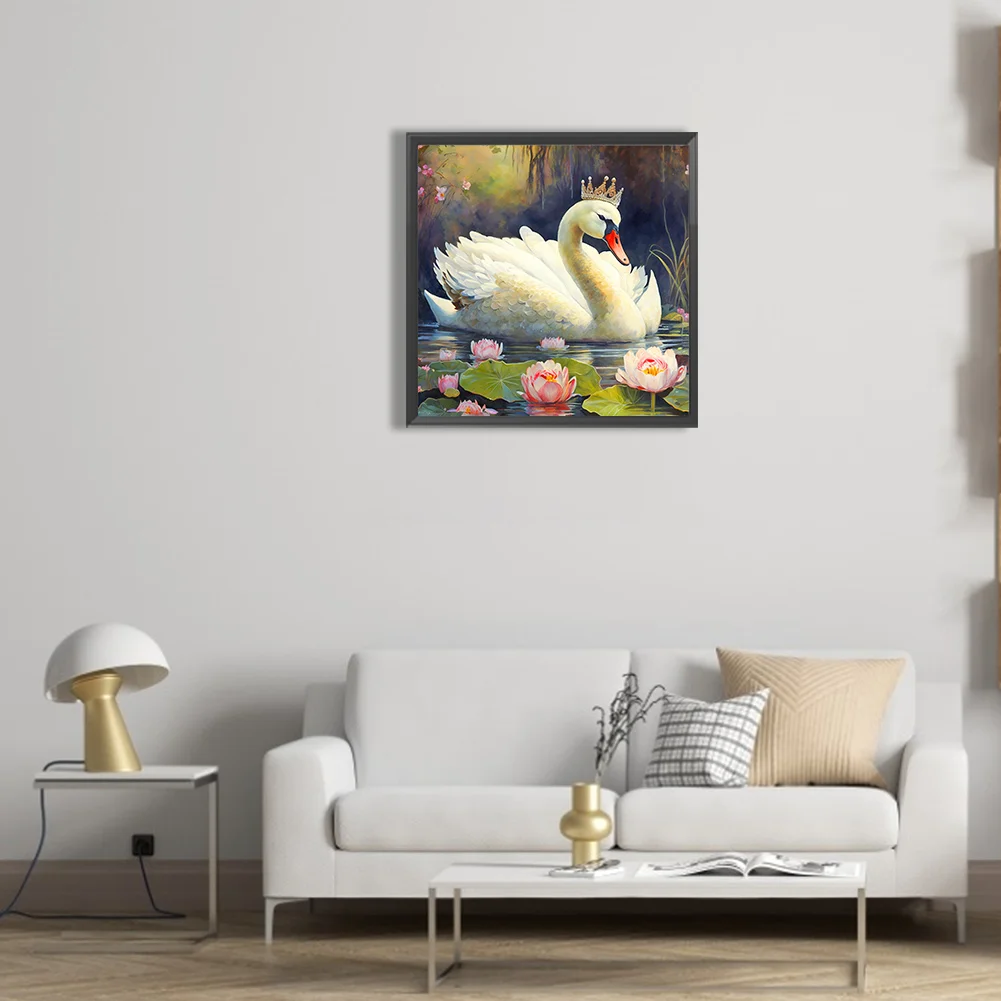 Full Round Diamond Painting 30*30cm - White Swan