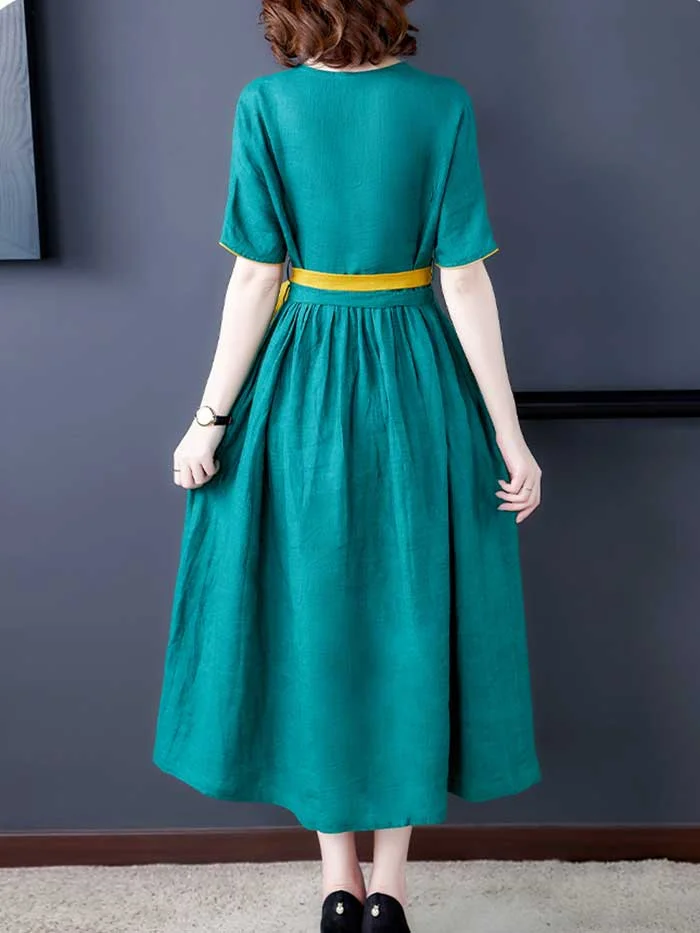 Retro ethnic style female slim slim summer temperament dress