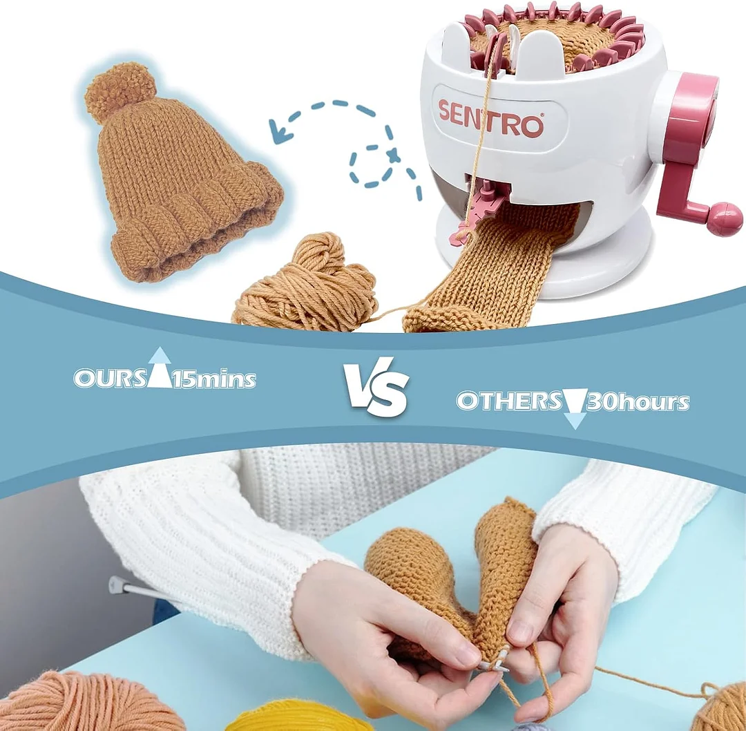 SENTRO Knitting Machine 48 Needles, Smart Knitting Crochet Machine, Double Crocheting Machine Kit,Circle Knit Loom Machine with Row Counter and Hand Crank