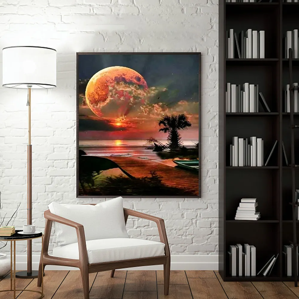 Full Round Diamond Painting 40*50cm - Sunrise At The Seaside
